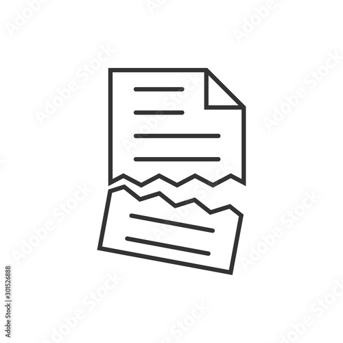 Document error icon in flat style. Broken report vector illustration on white isolated background. Damaged business concept.