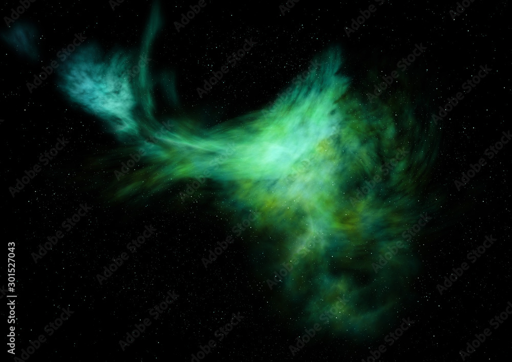 Star field in space and a nebulae. 3D rendering Star field in space and a nebulae. 3D rendering