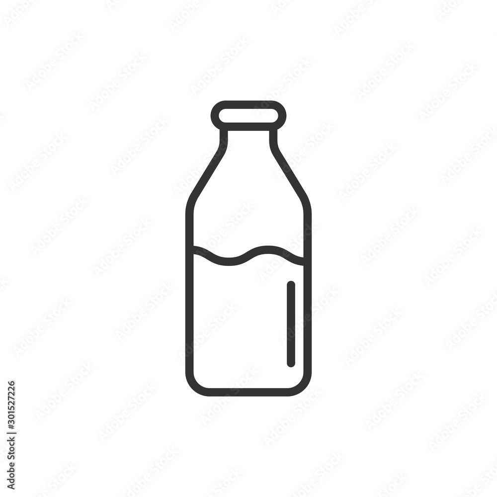Bottle milk icon in flat style. Flask vector illustration on white isolated background. Drink container business concept. Bottle milk icon in flat style. Flask vector illustration on white isolated background. Drink container business concept.
