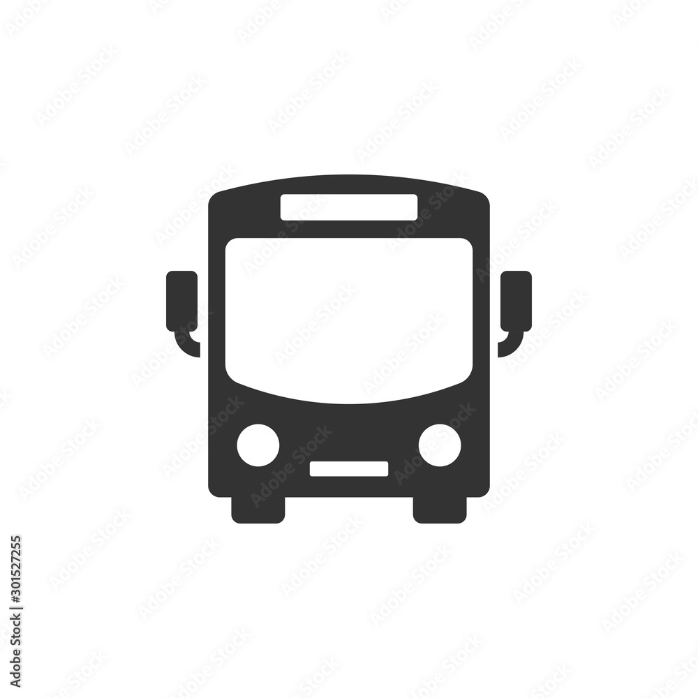 Bus icon in flat style. Coach car vector illustration on white isolated background. Autobus business concept. Bus icon in flat style. Coach car vector illustration on white isolated background. Autobus business concept.