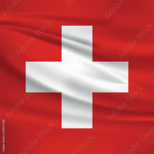 Illustration of a waving flag of the Switzerland