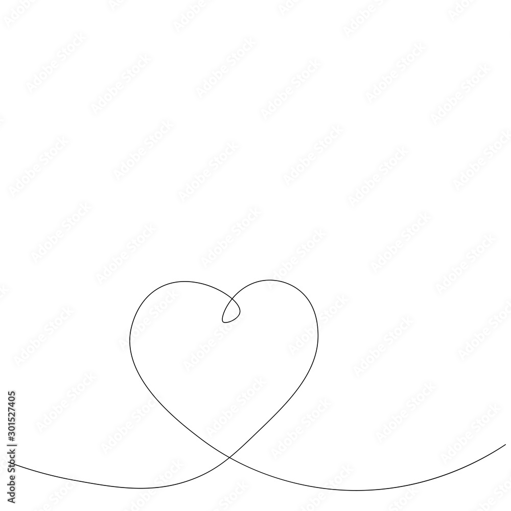 Valentines day card with heart line drawing, vector illustration	
