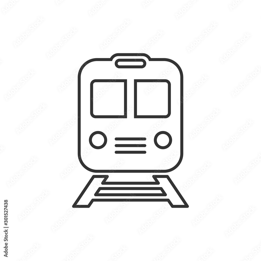 Fototapeta premium Metro icon in flat style. Train subway vector illustration on white isolated background. Railroad cargo business concept.