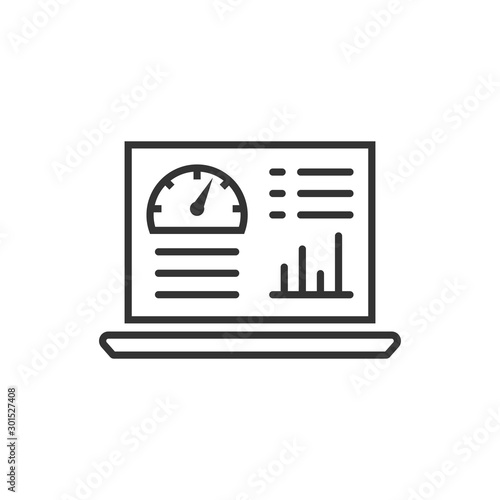 Dashboard icon in flat style. Finance analyzer vector illustration on white isolated background. Performance algorithm business concept.