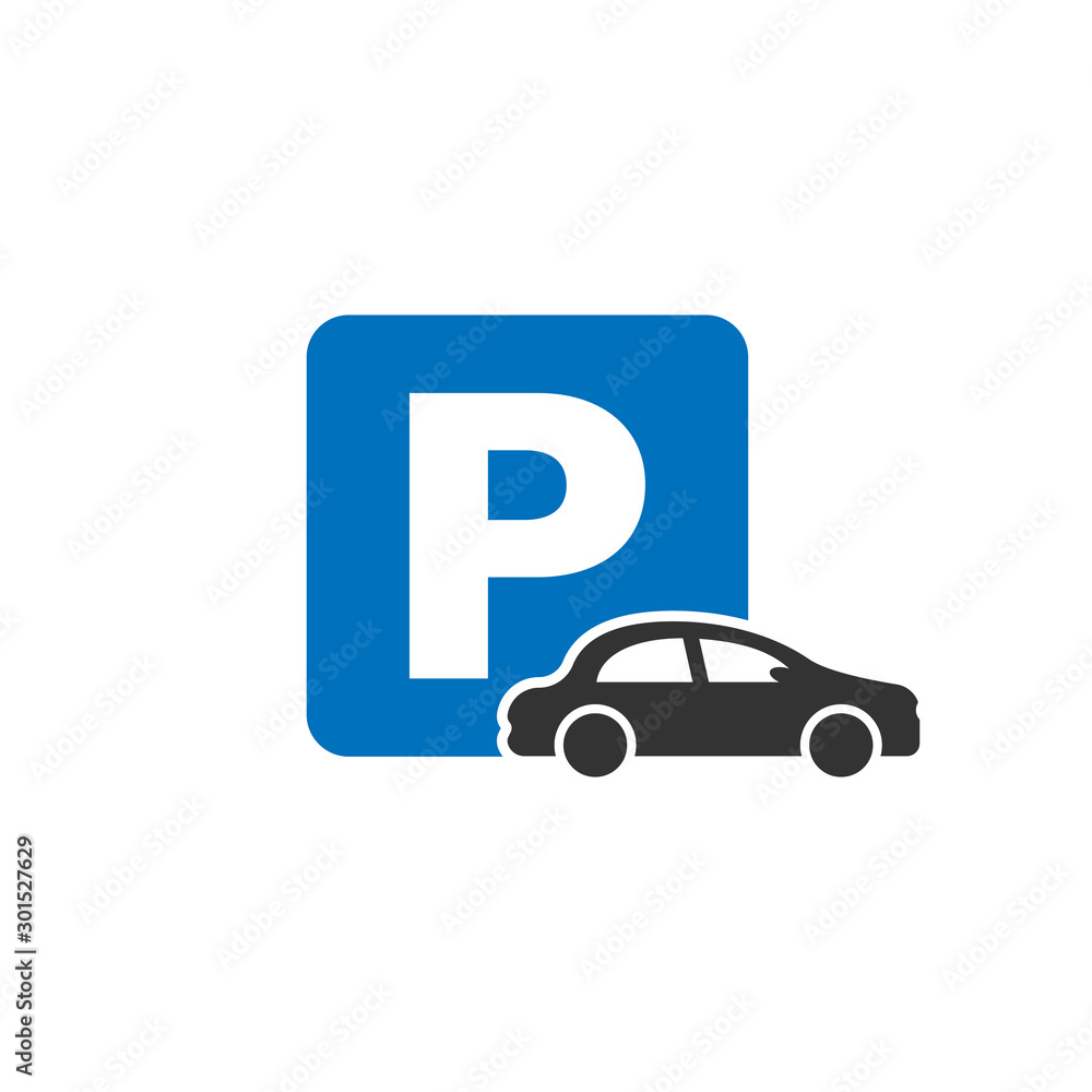Car parking icon in flat style. Auto stand vector illustration on white isolated background. Roadsign business concept. Car parking icon in flat style. Auto stand vector illustration on white isolated background. Roadsign business concept.