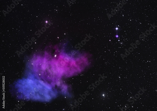 Far being shone nebula and star field. 3D rendering