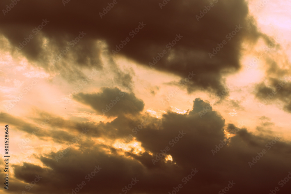 Dramatic  cloudy sky in the evening. Natural abstract background