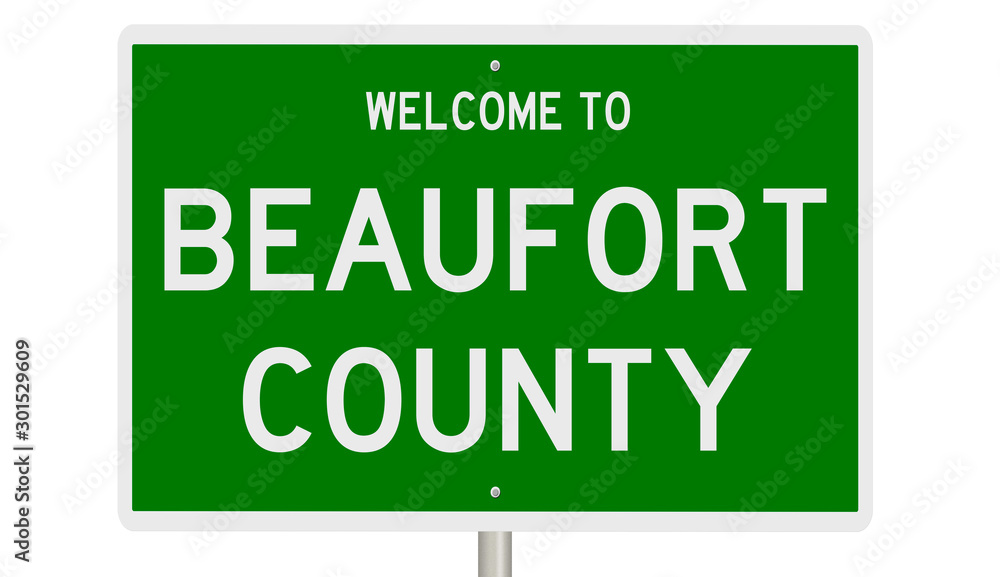 Rendering of a green 3d highway sign for Beaufort County