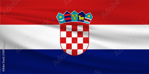 Illustration of a waving flag of the Croatia
