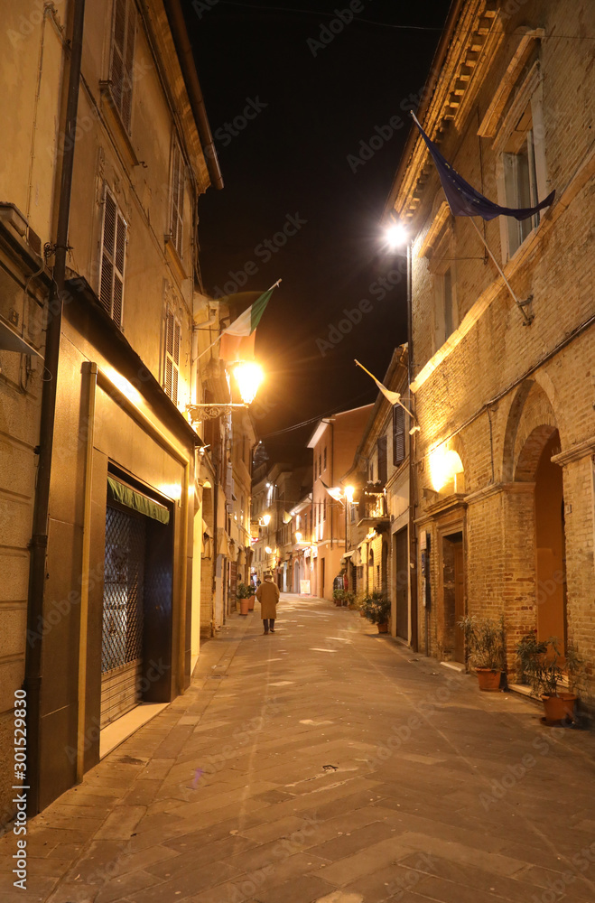 narrow street on Loreto Town in Italy