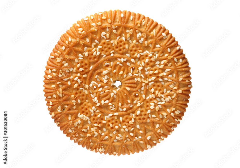 Delicious crackers on white background