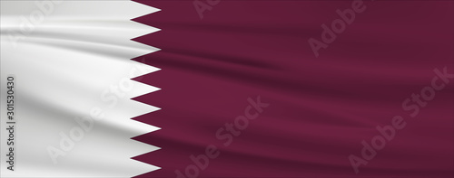 Illustration of a waving flag of the Qatar