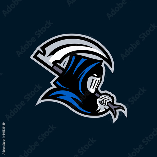 Grim reaper esport gaming mascot badge logo template