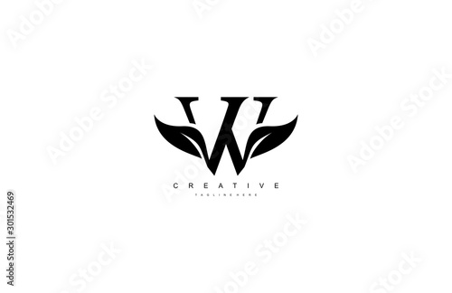 W letter luxury flourishes ornate logotype