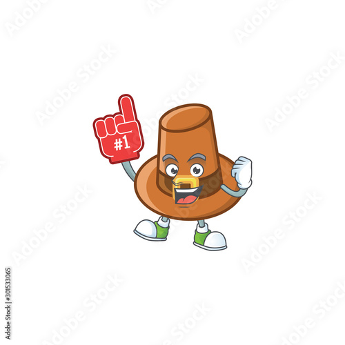 Brown pilgrim hat cartoon with mascot foam finger