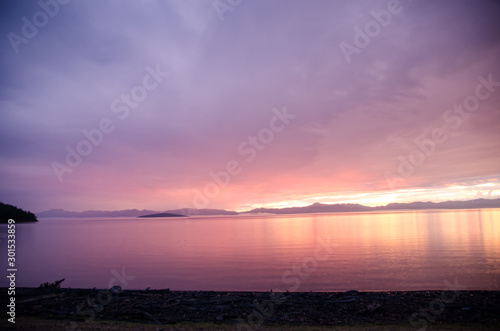 Rainy jrange red flamy sunset at Houbsougoul lake