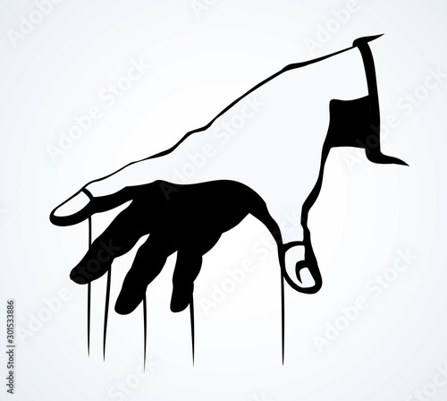Man is a puppet. Vector drawing