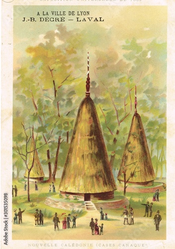 Nouvelle-Calédonie. cases canaques exposition coloniale 1888