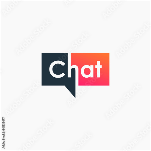 chat lettering with bubble concept logo design. talk, speak, logo template. Chat vector logotype design template.  -vector