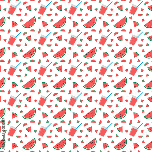 pattern with slices of watermelon and juice without a background
