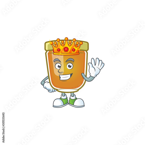 Liquid honey cartoon character with mascot king