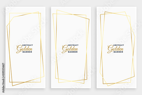 white banner with golden geometric line frames desiign