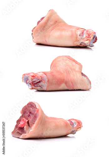 Canvas Print raw pork (leg) isolated on white background