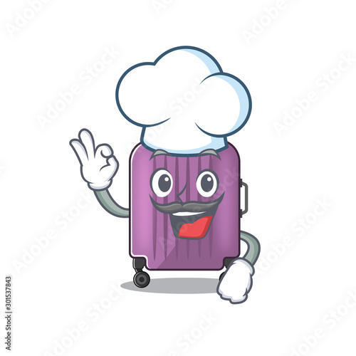 travel suitcase chef isolated with the cartoon