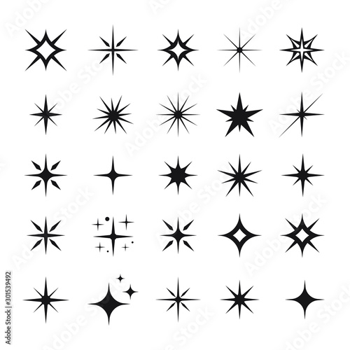 Star icons. Twinkling stars. Sparkles  shining burst. Christmas stars vector isolated.
