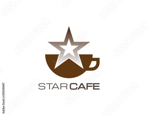 Simple and Unique Logo of Cafe with Modern Concept. Designed with Star and Mug Icon Image Isolated on White Background. Suitable for Coffee Shop Logo. Vector Illustration