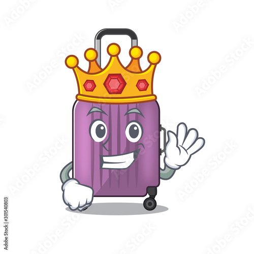 Illustration of cute travel suitcase cartoon character king