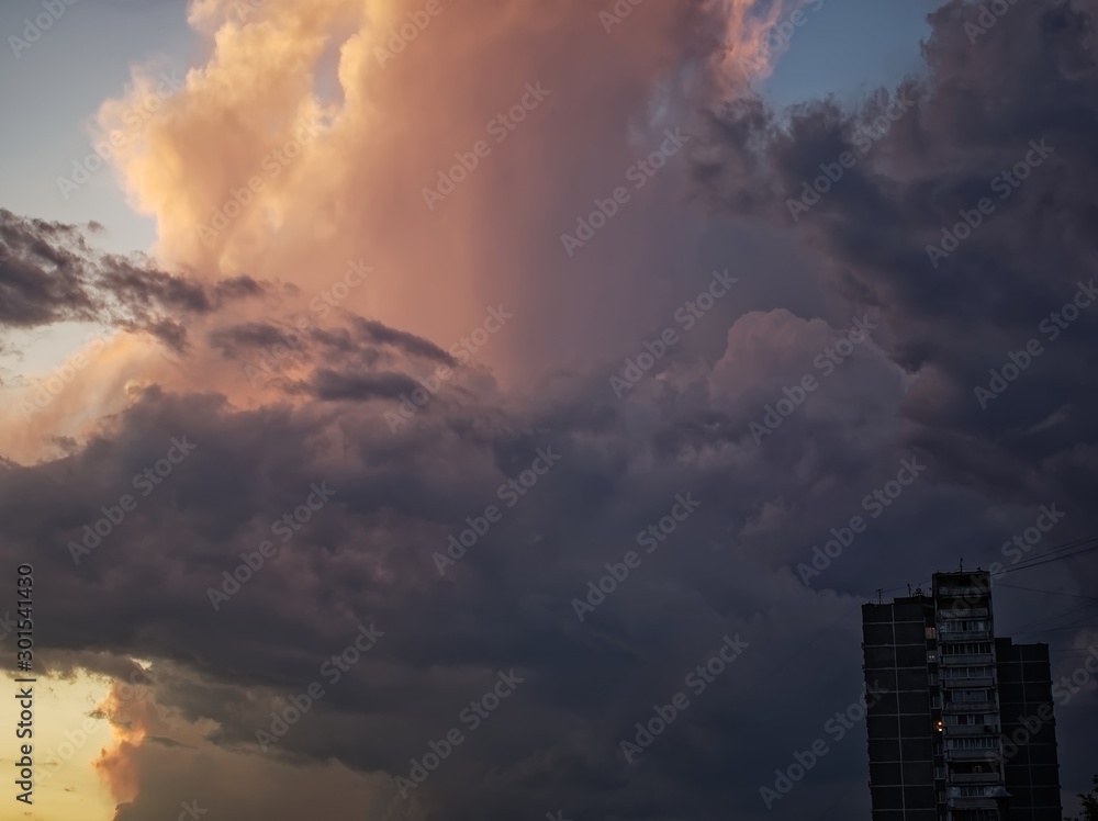 colorful sunset in the summer in Moscow, Russia. colorful sunset in the summer in Moscow, Russia.