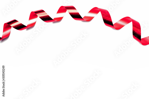red ribbon banner composition pattern above white background concept