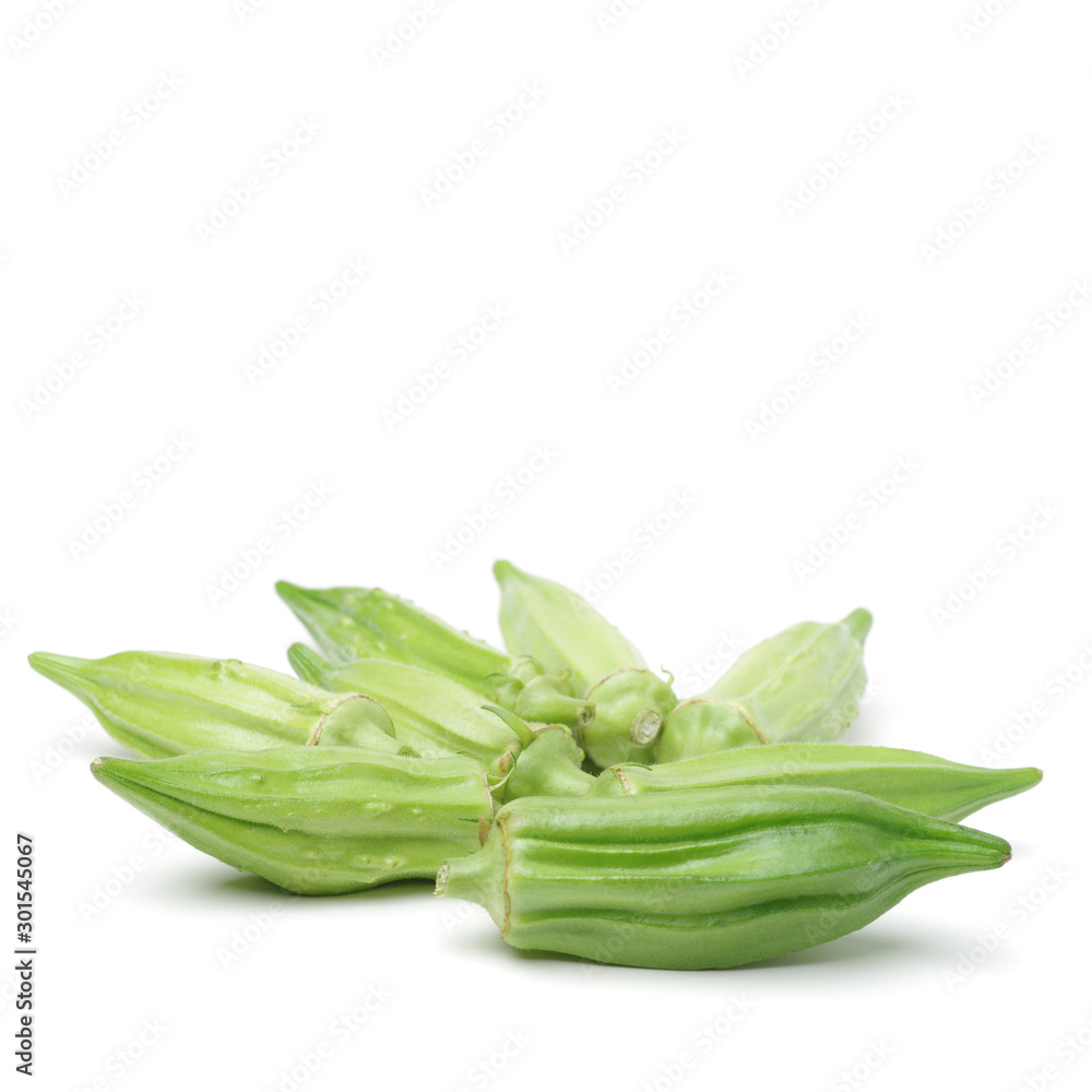 Fresh young okra isolated on white background Fresh young okra isolated on white background