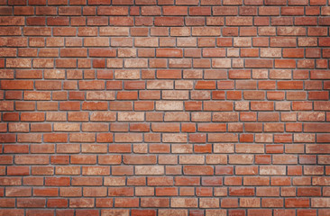 Poster Bakstenen muur Rode baksteen muur met vignet  © Nadiia