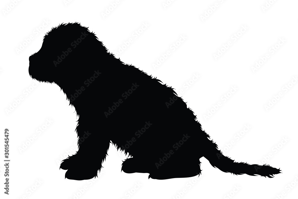 Vector silhouette of puppy on white background. Symbol of animal, pet, dog, home, care. Vector silhouette of puppy on white background. Symbol of animal, pet, dog, home, care.