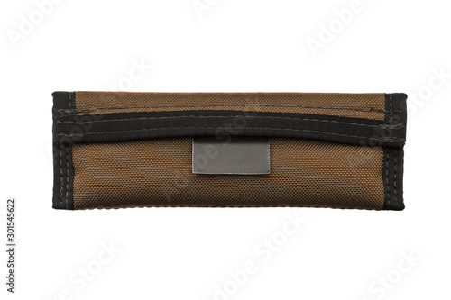 Nylon case for glasses. An oblong small bag made of artificial material.