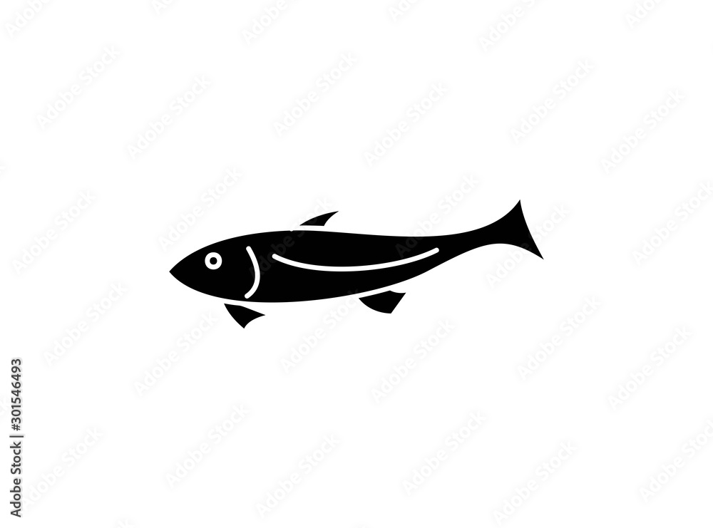 Simple Fish Icon Symbol Template. Fish Concept. Designed in Black Monochrome Style Isolated on White Background. Editable Color. Vector Illustration. Simple Fish Icon Symbol Template. Fish Concept. Designed in Black Monochrome Style Isolated on White Background. Editable Color. Vector Illustration.