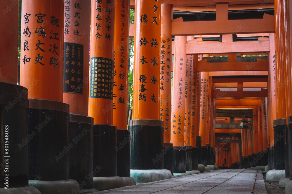 Red Torii gates in Fushimi Inari shrine in Kyoto, Japan Red Torii gates in Fushimi Inari shrine in Kyoto, Japan