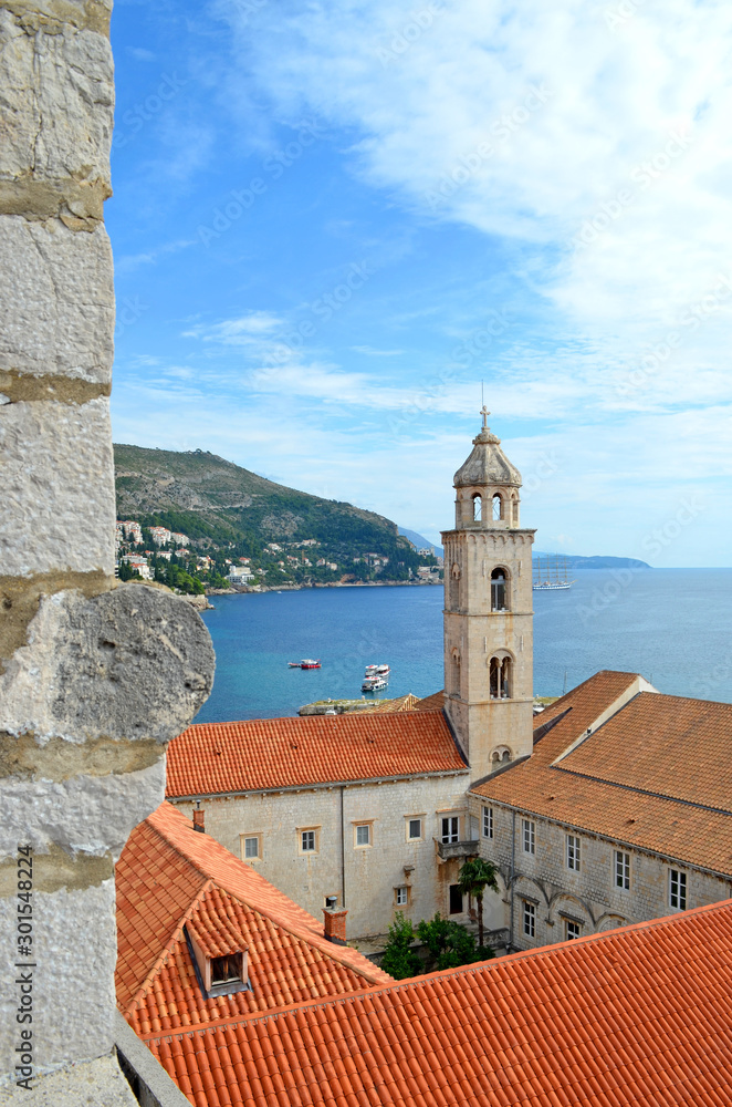 View of Old Town Interior Tower (Church) in Dubrovnik (Croatia)