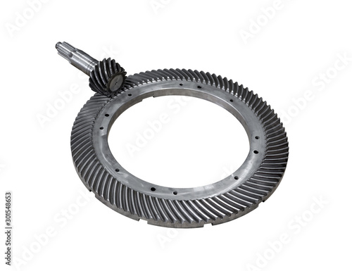 Obraz na plátne spiral bevel gear train isolated on white background