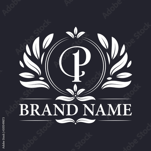 Alphabet P letter logo design. Vintage, luxurious & ornamental luxury letter P logo design template.