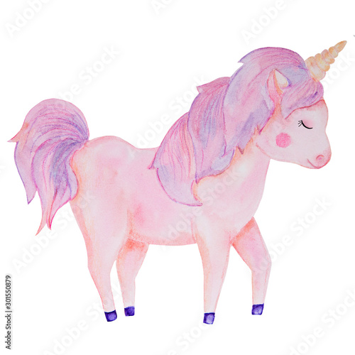 pink unicorn watercolor