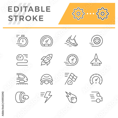 Set editable stroke line icons of speed