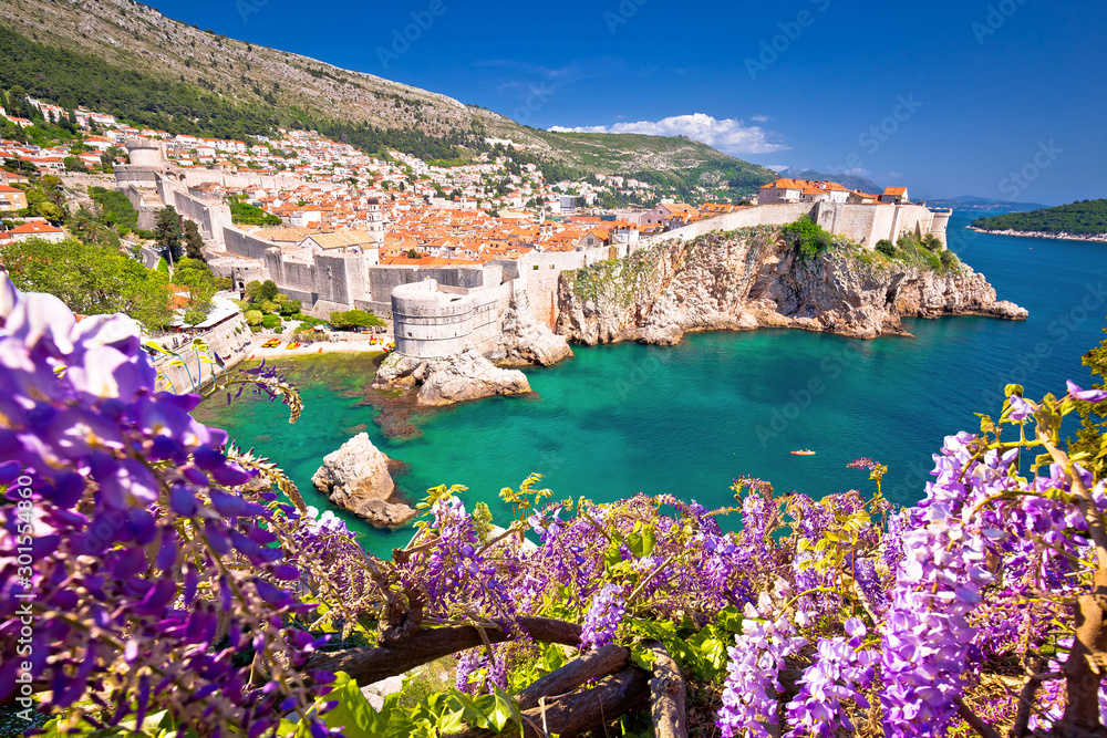 Medieval town of Dubrovnik with famous walls colorful view