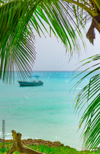 Boat beach caribbean sea Dominican republic island Saona