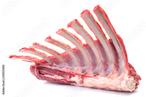 Lamb ribs on a white background