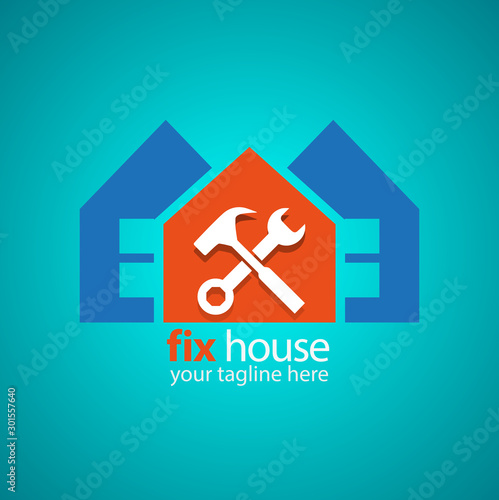 Vector abstract, fix house symbols, for home service improvement.