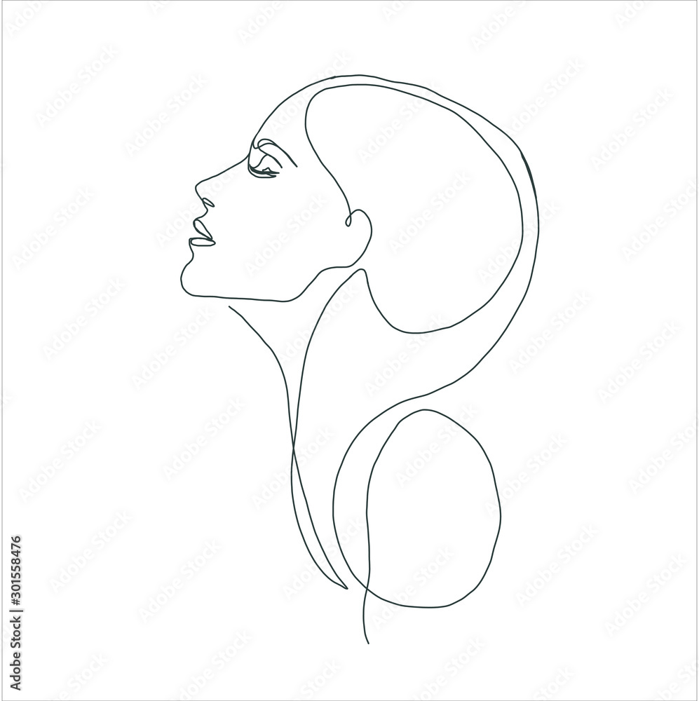 line drawing faces, fashion concept, woman beauty minimalist, vector  illustration for t-shirt, slogan design print graphics style Stock Vector |  Adobe Stock