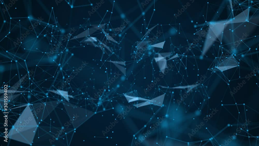 Abstract digital connection dots and lines. Technology background. Network connection structure. Plexus effect animation. 3d. Technology in blue